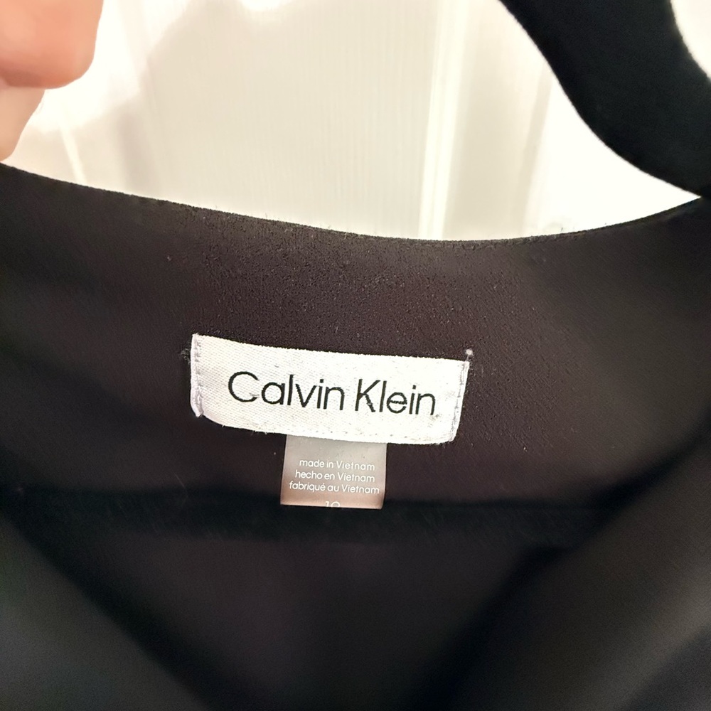 Calvin Klein Sleeveless Double-Breasted Midi Dress in Black with Belt - Picture 2 of 3